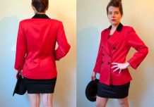 Vintage années 90 veste blazer double boutonnage laine rouge