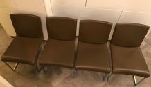 lot de 4 chaises en cuir marron foncé B&amp;amp;B Italia by Antonio 