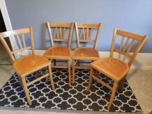 4 chaises de bistrot en bois verni style luterma