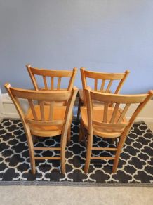 4 chaises de bistrot en bois verni style luterma