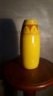 vase jaune cracler 1920  art deco bon etat 