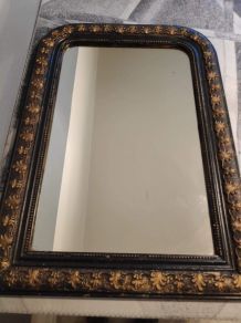 miroir ancien Louis Philippe en bois noir et doré