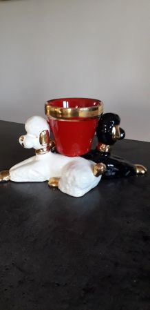 Pot Caniches en céramique années 50