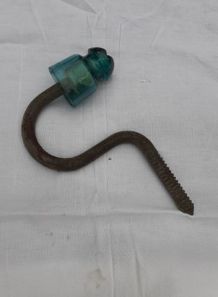 RARE! ISOLATEUR EDF EN VERRE + SUPPORT METAL