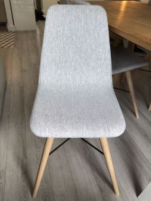 6 chaises danoises originales gris clair pieds bois massif