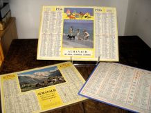Lot de 3 almanachs des PTT de 1956
