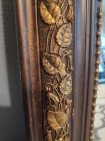 miroir Louis Philippe petit en bois marron foncé et doré