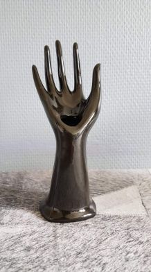 soliflore main en céramique noire