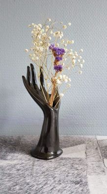 soliflore main en céramique noire