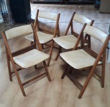 lot de 4 chaises pliante bois 1940 a 60 