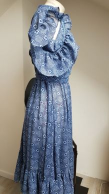 robe bleu vintage fait main pièce unique