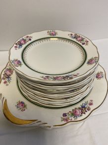Lot De Tasses Et Assiettes à Dessert Vintage - Couleurs Brun Et Jaune - Verre - Occasion TBE