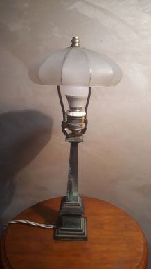 lampe bronze laiton belle patine  (  mini lampadaire)  1940 