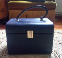 Vanity case vintage bleu marine