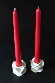 Bougeoirs fleurs en porcelaine 