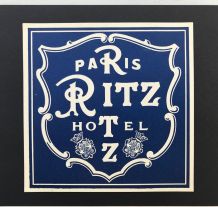 RARE ! Etiquette bagage "Hotel Ritz" originale début XXe