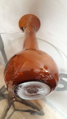 grand vase  en verre soufflè couleur caramel 39x14x11cm