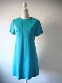 Robe babydoll Mod trapèze Twiggy turquoise vintage 60's