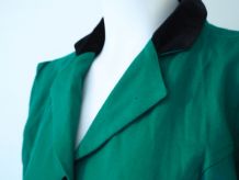 Robe crayon en laine verte forêt manches gigots 80s