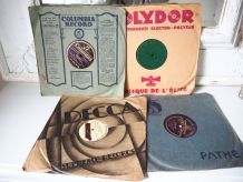 Lot de 4 vinyles 78 tours déco gramophone vintage rétro 1930