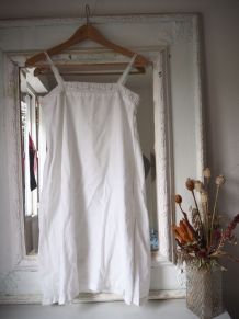 Antique chemise de nuit en coton blanc lingerie ancienne vin