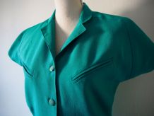 Robe fourreau boutonnée bleu vert turquoise vintage 80's