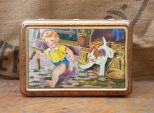 Jolie boite en tôle lithographiée signée M. Sabad