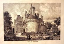Jolie gravure du château de Puyguilhem - J de Vermachl 1880