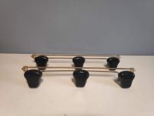 porte-manteaux muraux vintage en métal doré  3 patères 