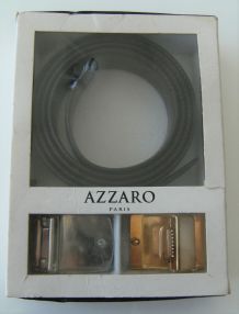 ceinture cuir Azzaro coffret boucles dorées argentés mode 