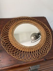 Miroir rotin vintage - 50cm