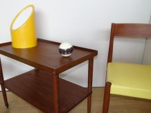 Paire de chaise en teck, skaï jaune, made in dannemark