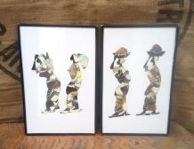 Deux cadres en véritables ailes de papillons - Art africain