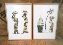 Deux cadres en véritables ailes de papillons - Art africain