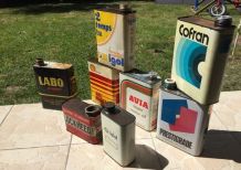 Lot de bidons huiles Anciens Déco Vintage Garage
