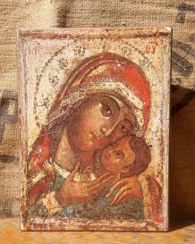 Icône de la vierge de Korsun (russe) sur bois massif