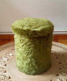 Pouf moumoute vert - Années 70