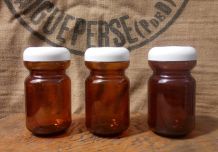 Lots de 3 bocaux en verre ambré - Années 70