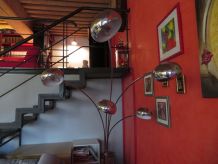 Lampadaire design à 5 têtes en acier/marbre