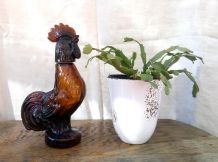 Bouteille zoomorphe en verre ambré (coq)