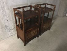 Paire de chevets en rotin années 60