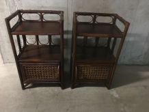 Paire de chevets en rotin années 60
