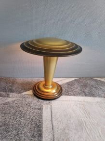 lampe champignon art déco doré et marron en métal léger