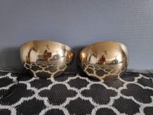 appliques en laiton demi-lunes des années 70