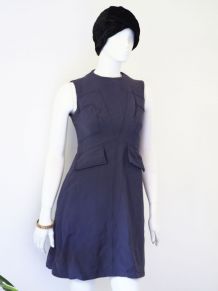 Robe ajustée en laine mauve vintage 60's 70's