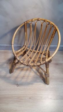 fauteuil osier 1960 a70s belle etat 44x54cm  pour enfant ou 