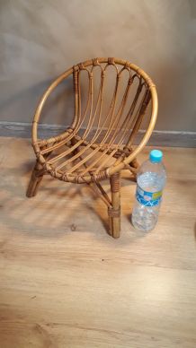 fauteuil osier 1960 a70s belle etat 44x54cm  pour enfant ou 