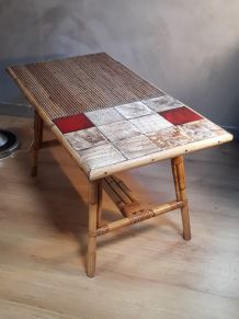 table basse  rotin   dans le style valauris  non signe tres 