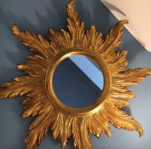 Grand miroir soleil bois 58cm 1940
