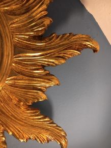 Grand miroir soleil bois 58cm 1940